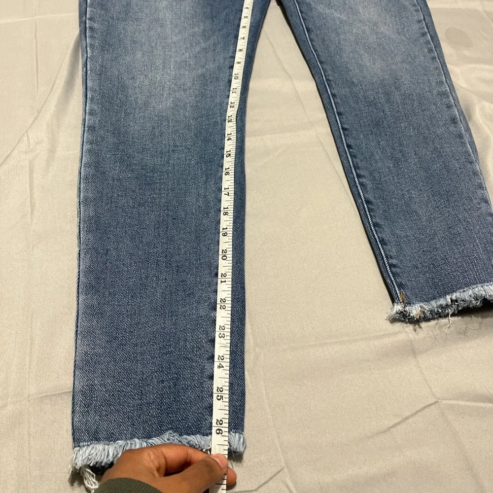 Disclosure Distressed Skinny‎ Jeans 11/30 High Rise Raw Hem Stretch Denim Blue